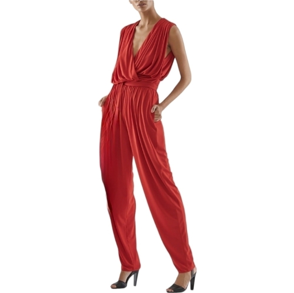 Halston Rowan Jersey Pants, Size 6, Red, NWT - Picture 1 of 16